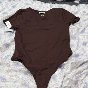 Babaton Chocolate Brown Contour Crew Bodysuit
